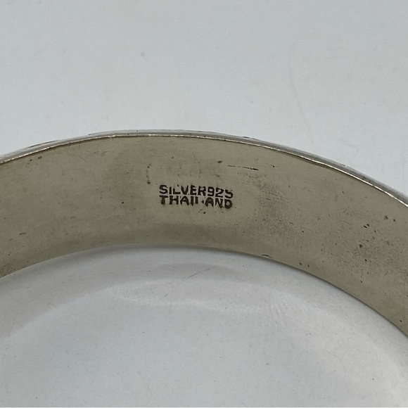 Bracelet Bangle Vintage Siam Enamel Decor Thailand 925 Sterling Silver /7.5”in - Picture 2 of 12